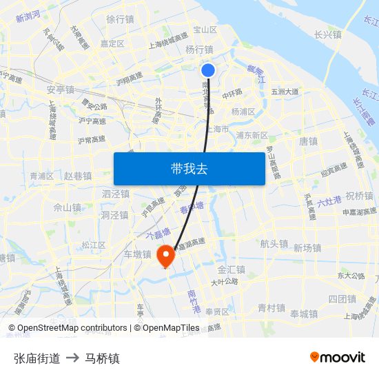 张庙街道 to 马桥镇 map