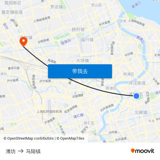 潍坊 to 马陆镇 map