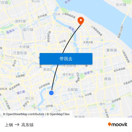 上钢 to 高东镇 map