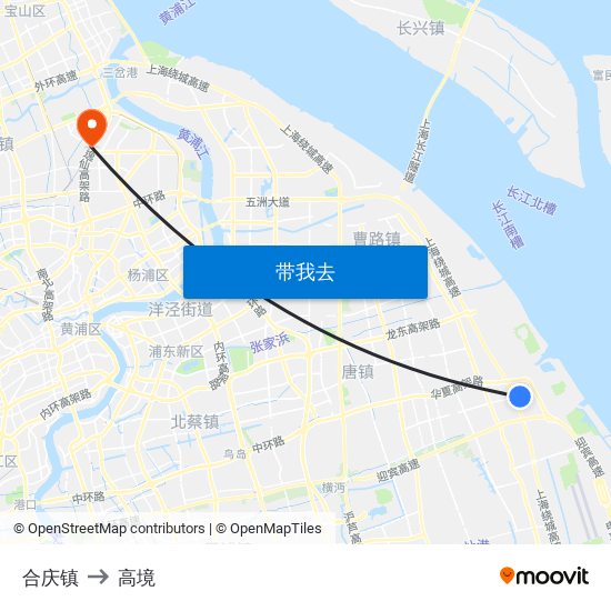 合庆镇 to 高境 map