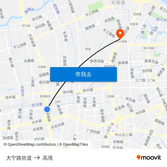 大宁路街道 to 高境 map