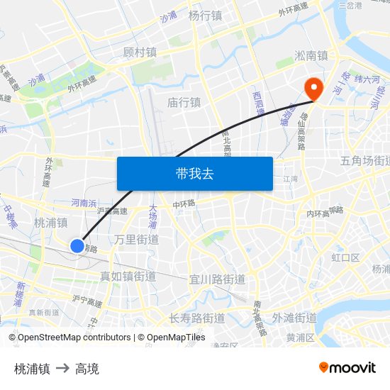 桃浦镇 to 高境 map
