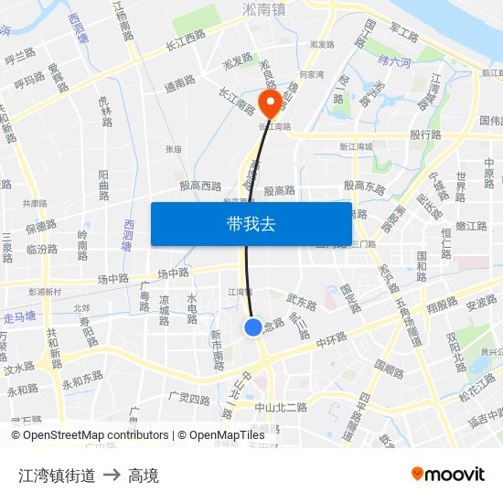 江湾镇街道 to 高境 map