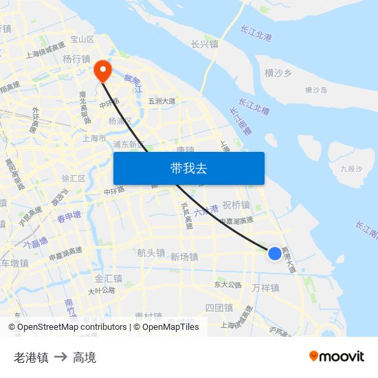 老港镇 to 高境 map