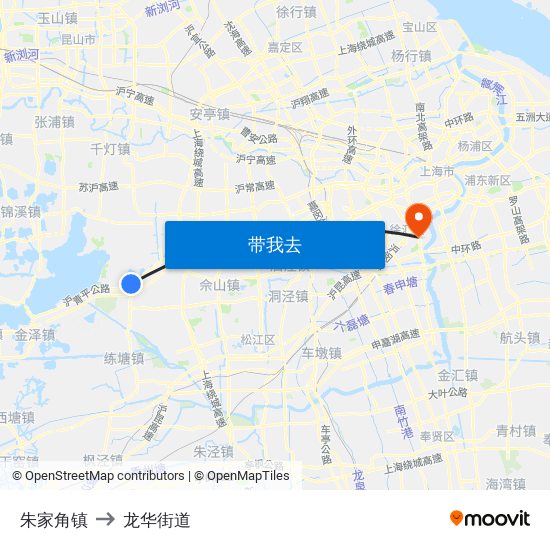 朱家角镇 to 龙华街道 map
