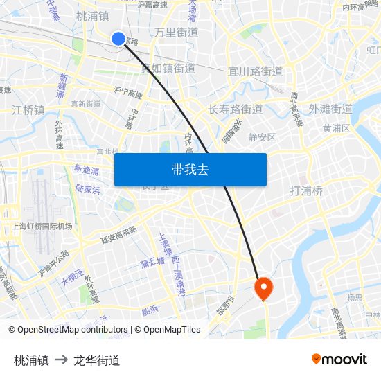 桃浦镇 to 龙华街道 map