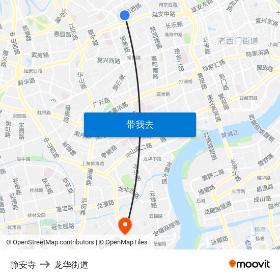 静安寺 to 龙华街道 map