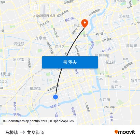 马桥镇 to 龙华街道 map