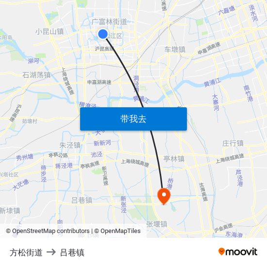 方松街道 to 吕巷镇 map