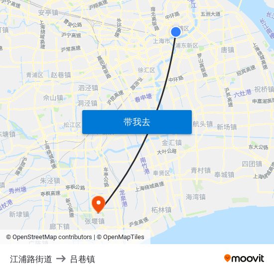 江浦路街道 to 吕巷镇 map