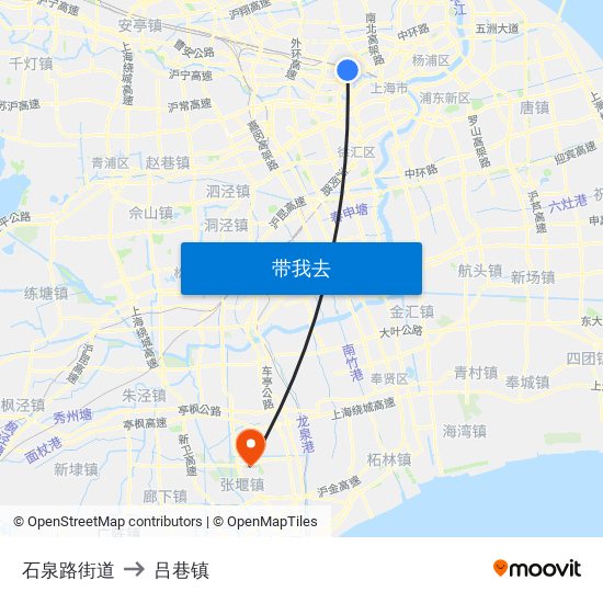 石泉路街道 to 吕巷镇 map
