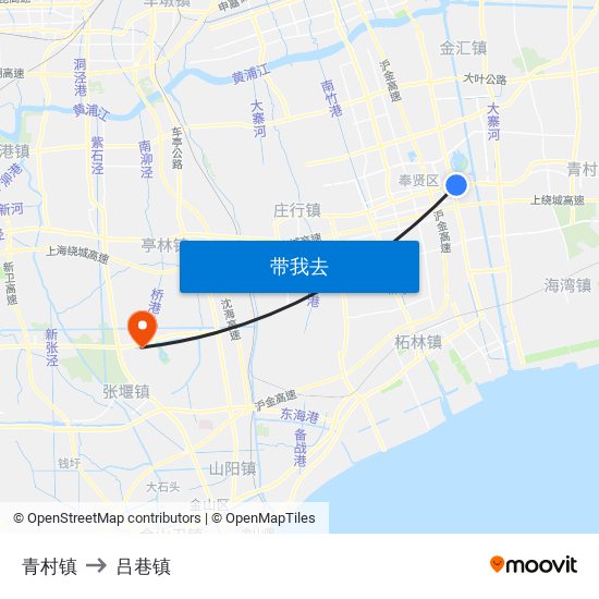 青村镇 to 吕巷镇 map