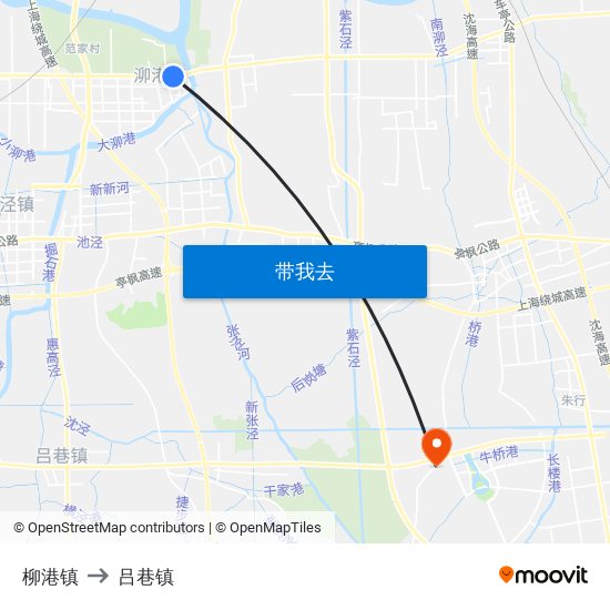 柳港镇 to 吕巷镇 map