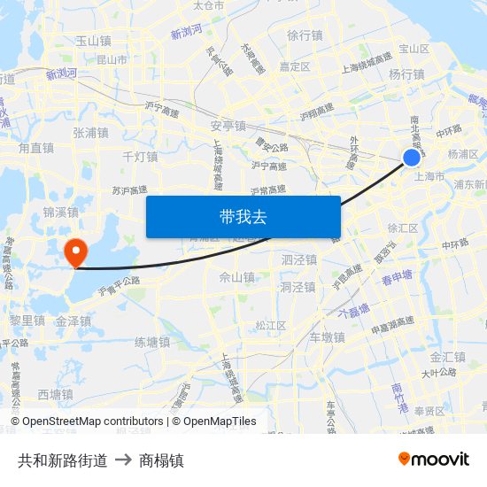 共和新路街道 to 商榻镇 map