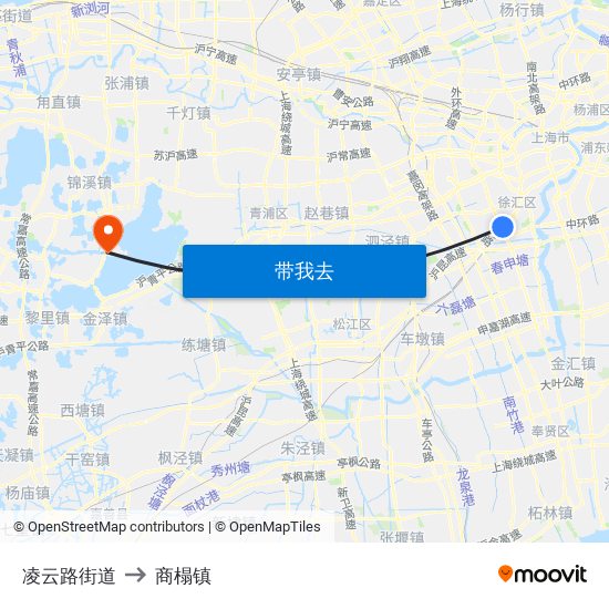 凌云路街道 to 商榻镇 map