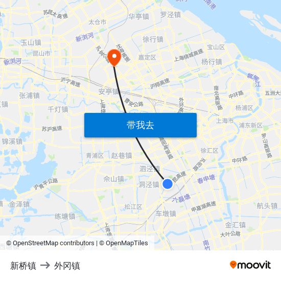 新桥镇 to 外冈镇 map