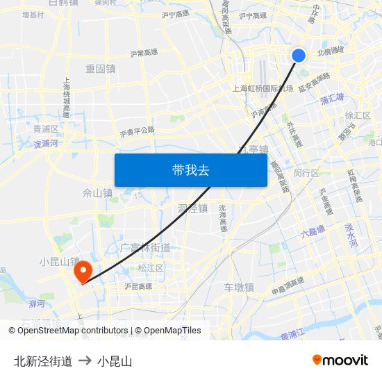 北新泾街道 to 小昆山 map