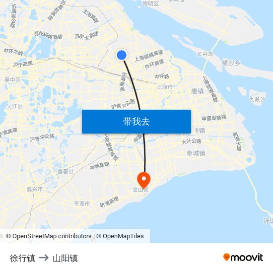 徐行镇 to 山阳镇 map