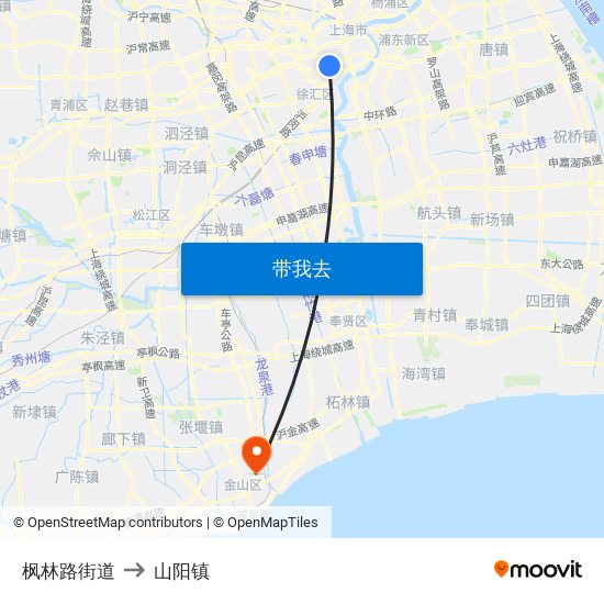 枫林路街道 to 山阳镇 map