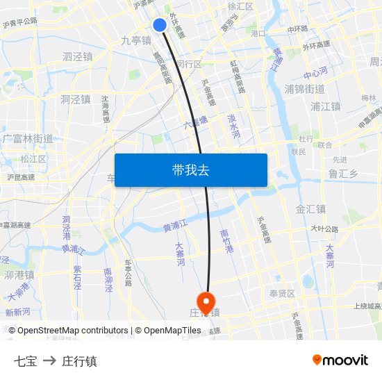 七宝 to 庄行镇 map