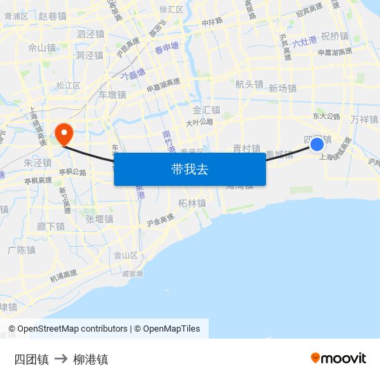 四团镇 to 柳港镇 map