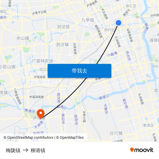 梅陇镇 to 柳港镇 map