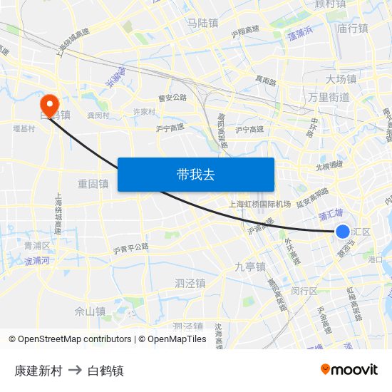 康建新村 to 白鹤镇 map