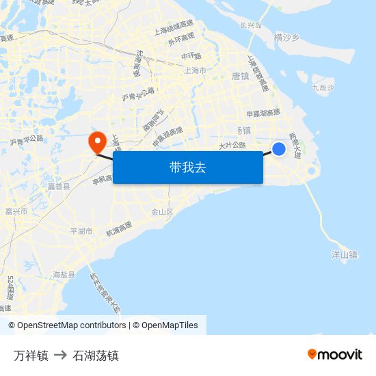 万祥镇 to 石湖荡镇 map