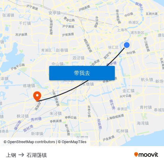 上钢 to 石湖荡镇 map