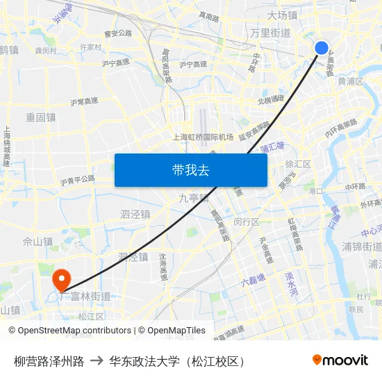 柳营路泽州路 to 华东政法大学（松江校区） map