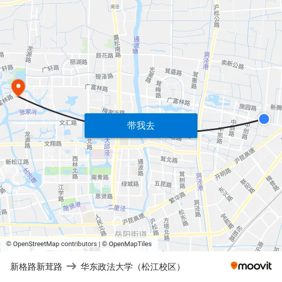 新格路新茸路 to 华东政法大学（松江校区） map