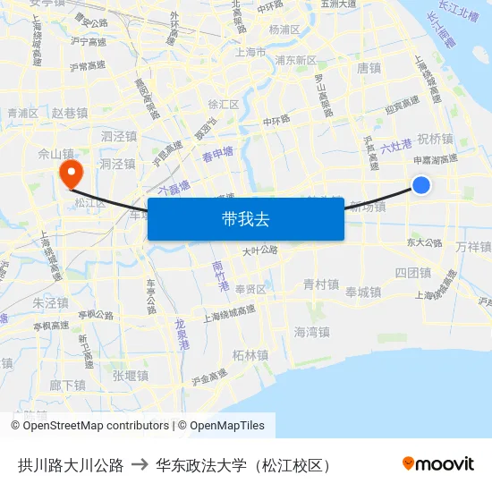 拱川路大川公路 to 华东政法大学（松江校区） map