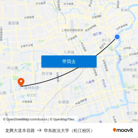 龙腾大道丰谷路 to 华东政法大学（松江校区） map