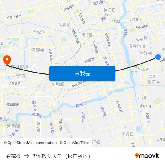 召稼楼 to 华东政法大学（松江校区） map