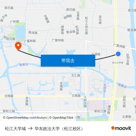 松江大学城 to 华东政法大学（松江校区） map