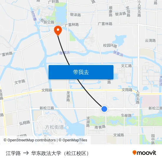 江学路 to 华东政法大学（松江校区） map