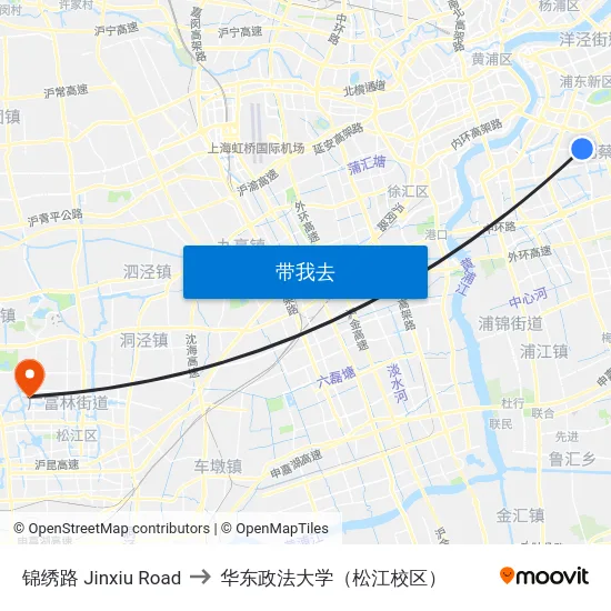 锦绣路 Jinxiu Road to 华东政法大学（松江校区） map