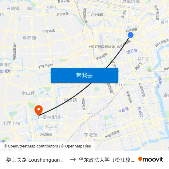 娄山关路 Loushanguan Road to 华东政法大学（松江校区） map