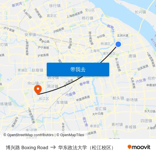 博兴路 Boxing Road to 华东政法大学（松江校区） map