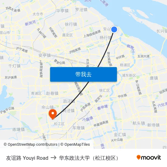友谊路 Youyi Road to 华东政法大学（松江校区） map