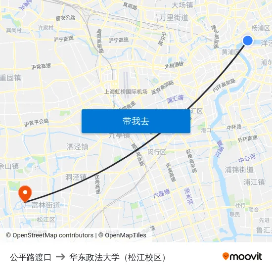 公平路渡口 to 华东政法大学（松江校区） map