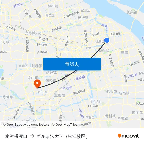 定海桥渡口 to 华东政法大学（松江校区） map