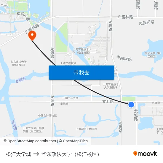 松江大学城 to 华东政法大学（松江校区） map