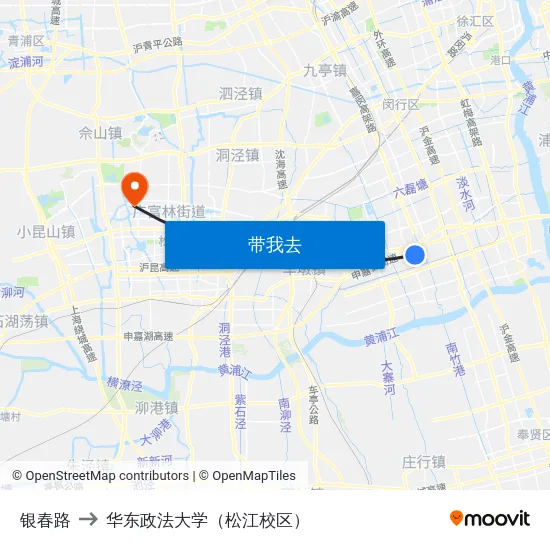 银春路 to 华东政法大学（松江校区） map