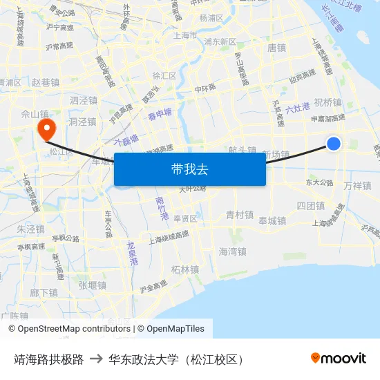 靖海路拱极路 to 华东政法大学（松江校区） map