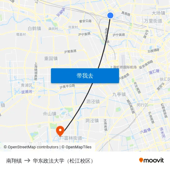 南翔镇 to 华东政法大学（松江校区） map