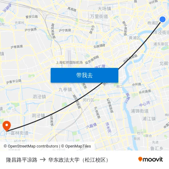 隆昌路平凉路 to 华东政法大学（松江校区） map