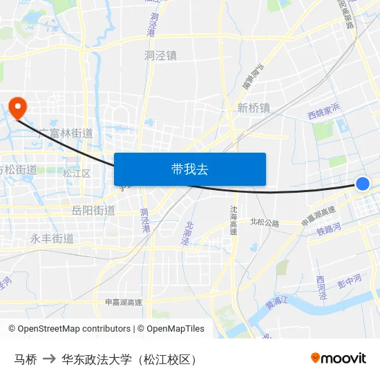 马桥 to 华东政法大学（松江校区） map