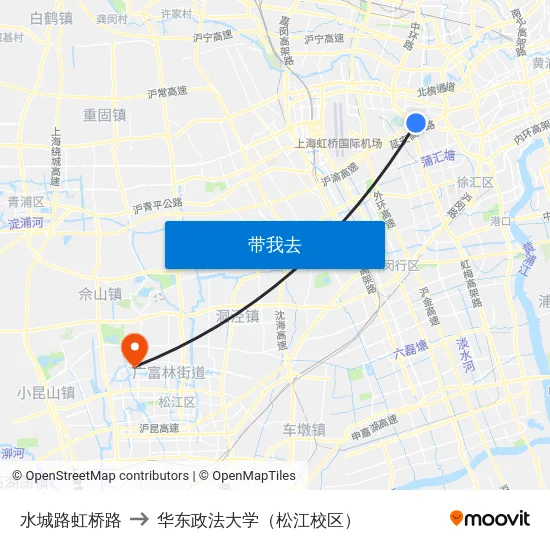 水城路虹桥路 to 华东政法大学（松江校区） map
