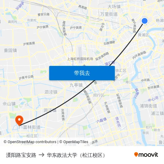 溧阳路宝安路 to 华东政法大学（松江校区） map